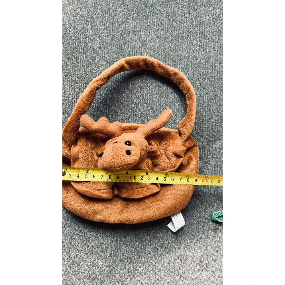 Unbranded Plush Moose Handbag Kids Small Brown Fuzzy Animal Purse